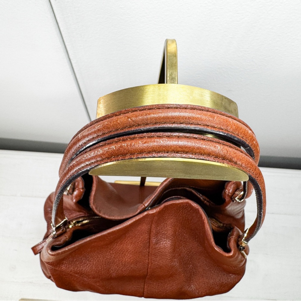 Madison Phoebe 26224 Coach Pebbled Leather Shoulder Bag Cognac Brown Red Lining - Picture 2 of 14